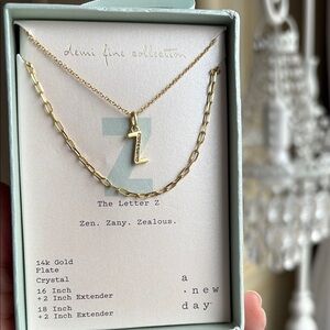 A New Day Gold Initial Necklace Set - new in box - initial Z